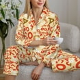 thumbnail image 6 of Pofeuu Scandinavian Alphabet2 Print Womens Pajamas Set Long Sleeve Sleepwear Button Down Nightwear Soft Pj Lounge Sets Button Down Pajamas Women-X-Large, 6 of 7