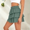 thumbnail image 5 of Lmueinov Women's 3 Layer Ruffle Tiered Elastic Waist Mini Skirt, 100% Cotton Cute Casual Skirt for Daily Vacation Wear S-2XL, 5 of 6