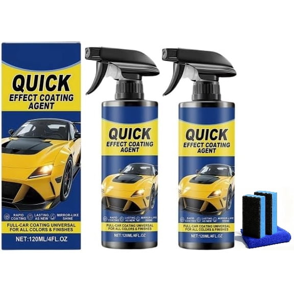 Quick Car Coating Spray, High Protection Automobile Coating Agent, Rapid Effect Paint Sealant & Glass Cleaner, Removes Oil Film for Shiny Finish, Auto Accessories(RL 2 PCS)