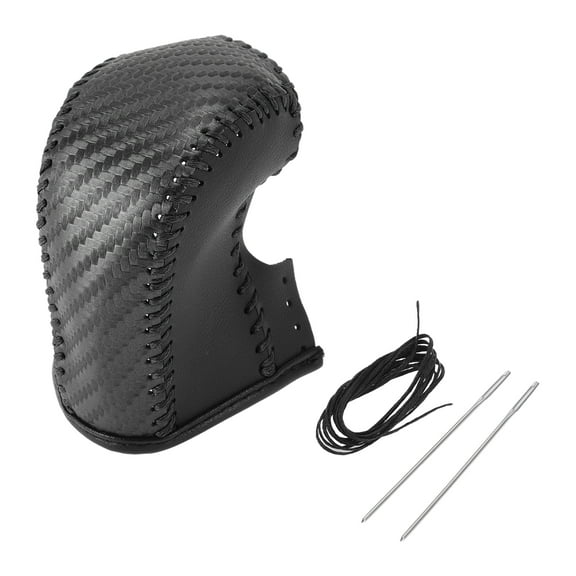 Unique Bargains 1 Set Gear Shift Knob Cover for Acura TL 09-14 Stick Shifting Handle Protector Black Carbon Fiber Black Faux Leather