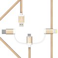 thumbnail image 4 of STK Binary 3 Charge & Sync 1 Metre Cable Micro USB Lightning Type C Gold, 4 of 4