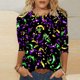 thumbnail image 1 of TaTaai Carnival Women's Casual Print Round Neck 3/4 Sleeve T-Shirt Loose Top Gift, 1 of 5