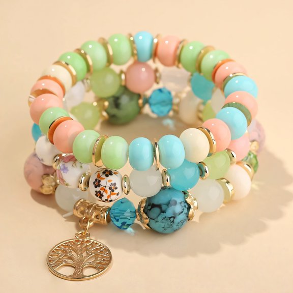 DESIGNICE 4Pcs Bracelets for Women,Easy to Carry, Convenient for Travel Womens Jewelry,Fine Engraving Patterns, Exquisite and Chic Charm Bracelets for Women,Color_Mixing1