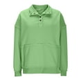thumbnail image 4 of BXJX Women's Collared Button Sweatshirt- Fashion Fall Casual Pullover Pocket Sweatshirts Green Size M, 4 of 6
