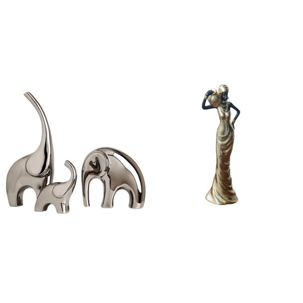 Estatua de elefante,Estatuas de elefantes de cerámica,figuras de elefantes,decoración,Figura de escritorio,Artesanía de escritorio con figuras africanas coleccionables,Estatua de dama