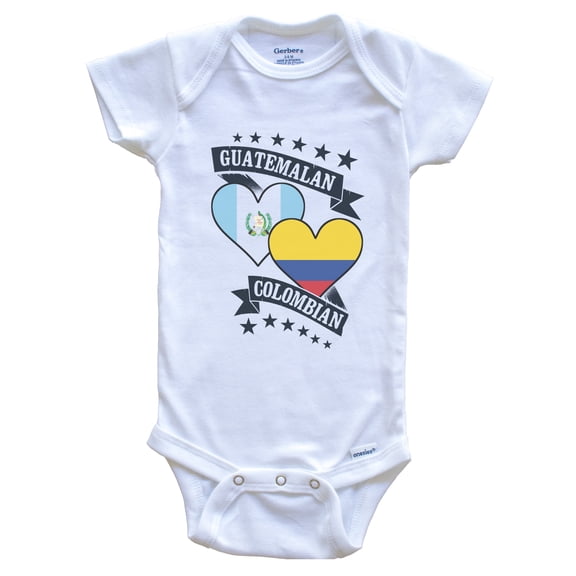 Guatemalan Colombian Heart Flags Guatemala Colombia Baby Bodysuit, 0-3 months white