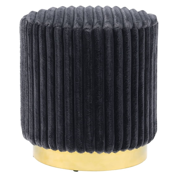 Furniture of America Vena Modern 16" Upholstered Round Stool, Dark Gray and Gold