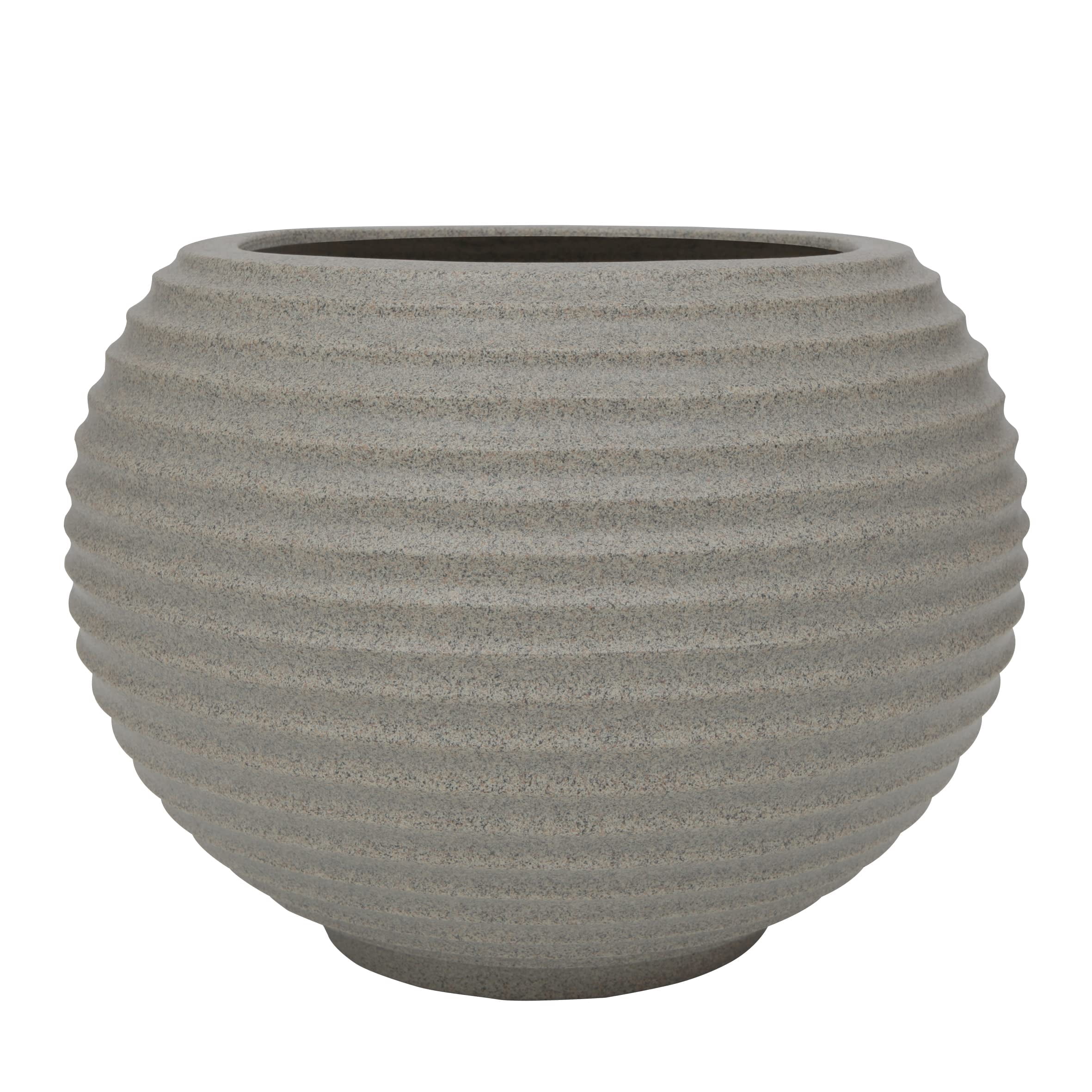 Ecobo 18.9" Wide, Eco-Friendly Round Pot Planter, HeliconiaIndoor/Outdoor use, Durable, Versatile & Lightweight, Designed by Brazilian Artisans, Contemporary All-Weather Design – Gray Granite