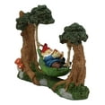 thumbnail image 2 of Whimsical Bookworm Gnome Sleeping On Hammock by Forest Trees Figurine Decor, 2 of 7