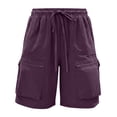 thumbnail image 3 of Women's Quick Dry Cargo Shorts with Pockets, Mid High Waisted Drawstring Elastic Waist, Loose Fit for Outdoor Hiking & Travel, Woven Fabric for Summer Sports & Casual Wear, 3 of 7