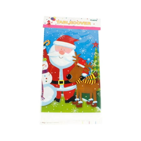 

ABIDE 110 * 180CM Christmas Disposable Tablecloth Festive Cartoon Rectangle Table Cloth PVC Xmas Dining Table Cover
