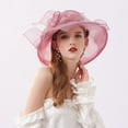 thumbnail image 3 of Travelwant Organza Church Fascinator Hats for Women Flower Wedding Tea Party Hat Wide Brim Sun Hat, 3 of 7
