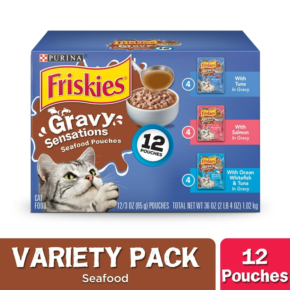 (12 Pack) Friskies Gravy Wet Cat Food Variety Pack, Gravy Sensations