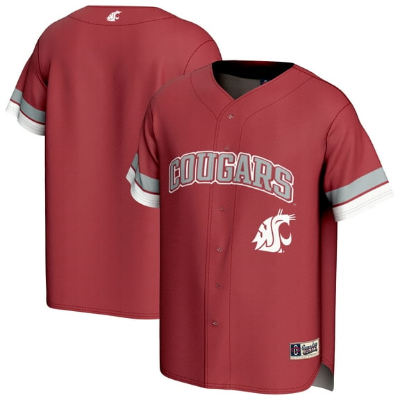 Men's GameDay Greats Crimson Washington State Cougars Spirit Baseball Jersey