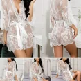 thumbnail image 5 of Vestido Sexy de encaje + tangas de hilo G para Mujer, ropa de dormir erótica transparente, pijamas, camisón de encaje para Mujer, disfraces pornos, ropa interior, 5 of 5