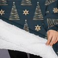 thumbnail image 3 of Oversized Wearable Blanket Hoodie,Dark Blue Christmas Tree Pattern Sherpa Blanket Hoodie with Super Pockets,Super Warm Fuzzy Pullover for Women & Men, 3 of 6