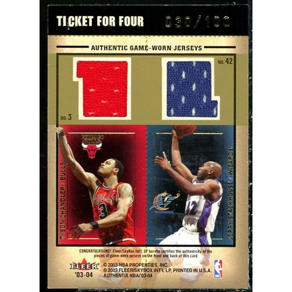 Stojakovic/Butler/ Chandler/ Stackhouse 2003 Authentix Ticket for Four #SBCS