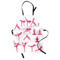 thumbnail image 1 of Yoga Apron Pink Women Silhouettes in Different Yoga Positions Flexibility Aerobics Workout Action, Unisex Kitchen Bib Apron with Adjustable Neck for Cooking Baking Gardening, Pink White, by Ambesonne, 1 of 3
