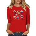 thumbnail image 2 of Runfenguu Plus Size Graphic Tees Graphic Tees For Women Trendy Ladies' Fashion Floral Printed Round Neck 3/4 Sleeve T-Shirt Shirt Sleeve Round Neck Top/Shirt, 2 of 6
