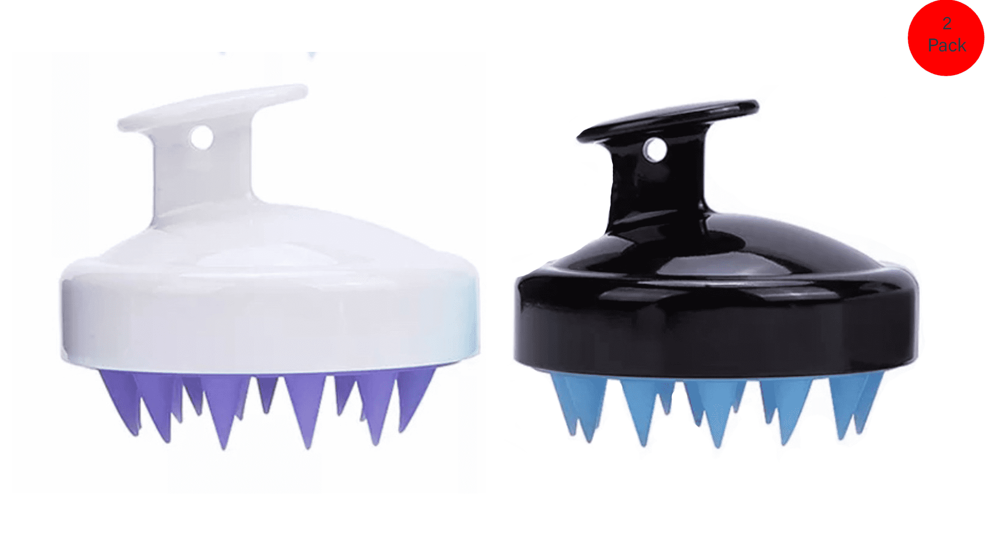 American Notions Hair Scalp Massager Shampoo Brush, Scalp Care Brush Mix White and Black (2 Pack)