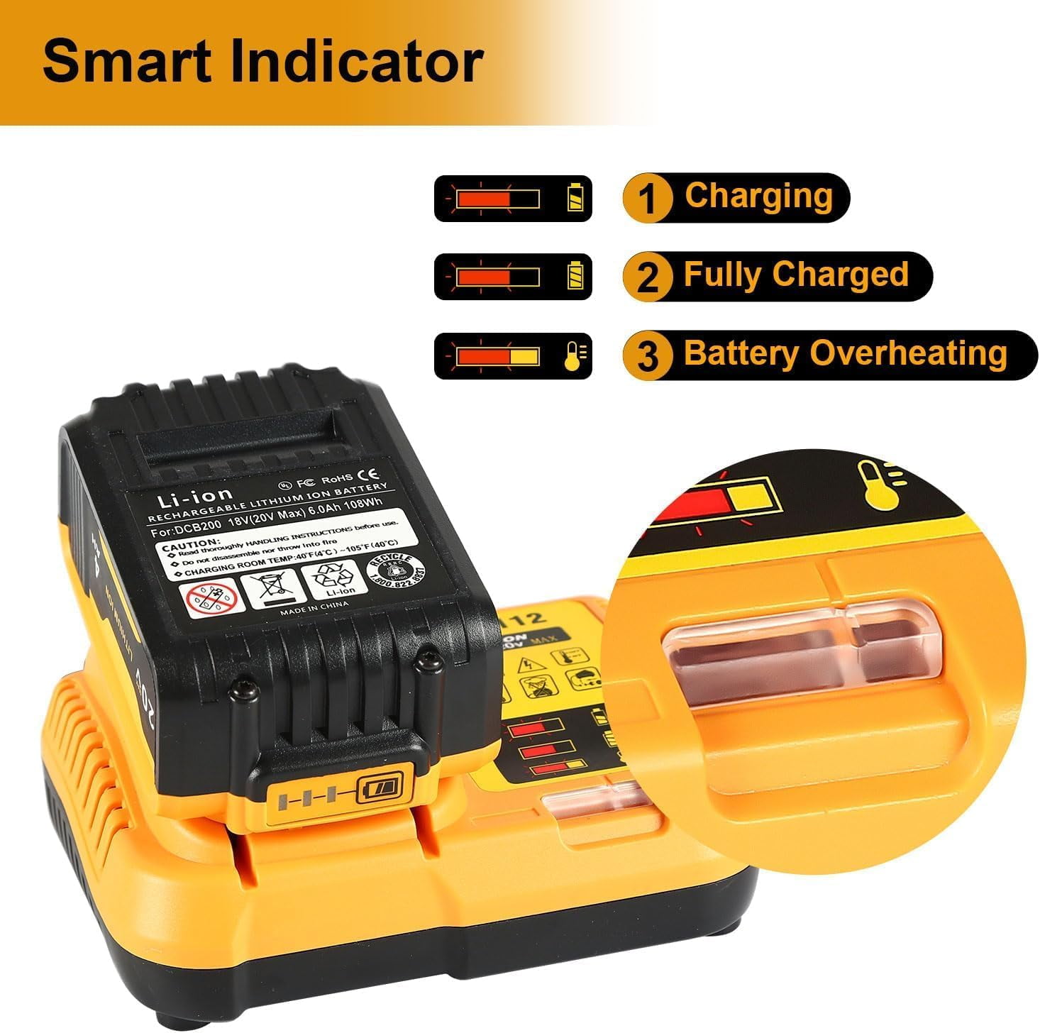 DCB112 Battery Charger Replacement for Dewalt Compatible with 12V 20V Max Lithium Battery DCB120 DCB127 DCB115 DCB118 DCB107 DCB105 DCB102