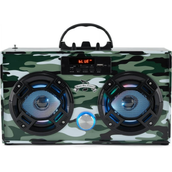 Green Camo Wireless Boombox with FM Radio. (BB-Green Camo)