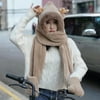 (Hat+Glove+Scarf) 3 in 1 Trendy Warm Hat for Women Girl in Winter, Thick, Soft & Warm(Khaki)