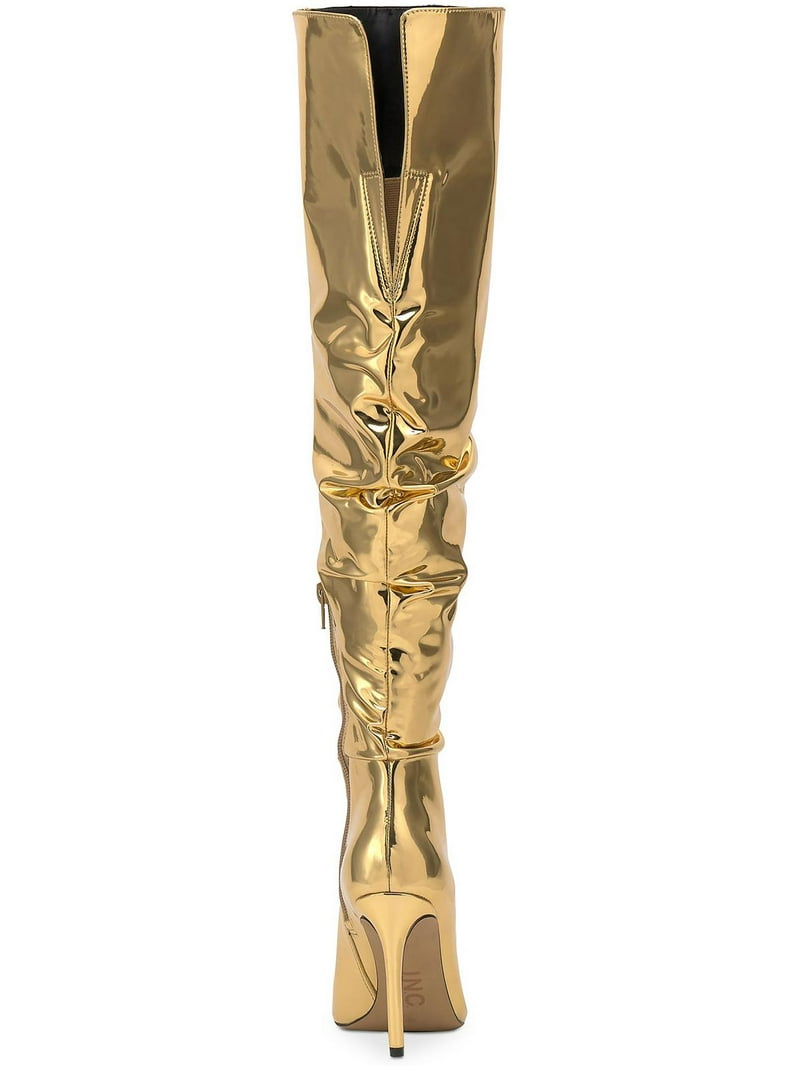 INC Womens Gold Cushioned Iyonna Pointed Toe Stiletto Zip-Up Dress Boots 6  M - Walmart.com