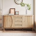 thumbnail image 3 of Sideboard, Rattan Dresser, Cabinet with Sliding Doors, Adjustable Shelves, and Rounded Top (Wood + Particle Board-1), 3 of 9