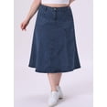 thumbnail image 2 of DARING DIVA Women's Plus Denim Skirts with Pockets A-Line Midi Jean Skirt 4X Blue, 2 of 7