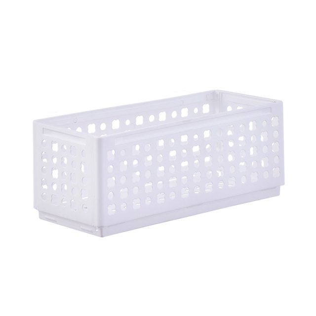 Storage Box Foldable Stackable Organizer with Ventilated Hollow Design Space Saving Storage Bin for Household Travel Dormitory