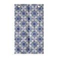 thumbnail image 1 of Moroccan Hanging Pocket Organizer, Floral Inspired Classical Oriental Damask Repeating Simplistic Print, Printed Polyester Storage Bag with Pockets, 21" x 31", Off White Dark Sky Blue, 1 of 2