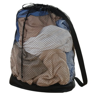 Mainstays Backpack Laundry Bag with Mesh Pocket, Arctic white and