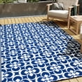 thumbnail image 1 of Outdoor Rugs 6'x9' on Sale Clearance Plastic Straw Patio Rugs Geometric Reversible Waterproof Lightweight Carpets for RV Camping Deck Balcony Beach Picnic Porch, Blue White, 1 of 4