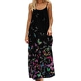 thumbnail image 5 of Lovzfmll Loungewear Dress for Women Printed Spaghetti Strap with Low Back Casual Maxi Dress Black-A S, 5 of 6