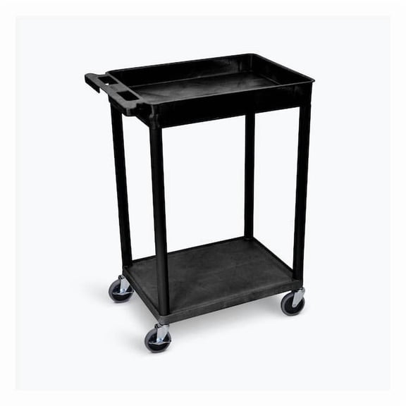 Luxor 18" x 24" Two Shelf Combination Tub/Flat Utility Cart - Black