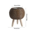 thumbnail image 3 of DefiDgd Small Woven Faux Plant Rattan Flower Basket,Indoor Wooden Round Woven Planter with Tripod Design,for Living Room Bedroom and Balcony(A), 3 of 6