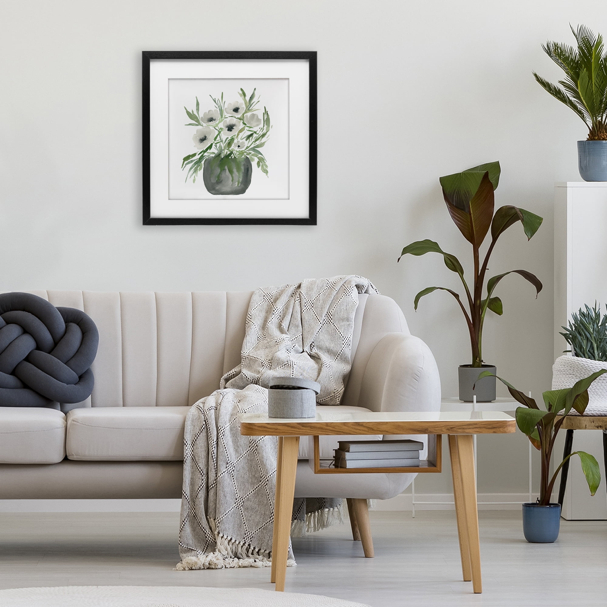 Stupell Industries Soft White Anemones Black Framed Print Under Glass, design by Lucille Price