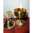 thumbnail image 3 of 6" Diwali Brass Om and Swastik Akhand Diya Deepak Oil lamp & Pooja Jyot Wick, 3 of 4