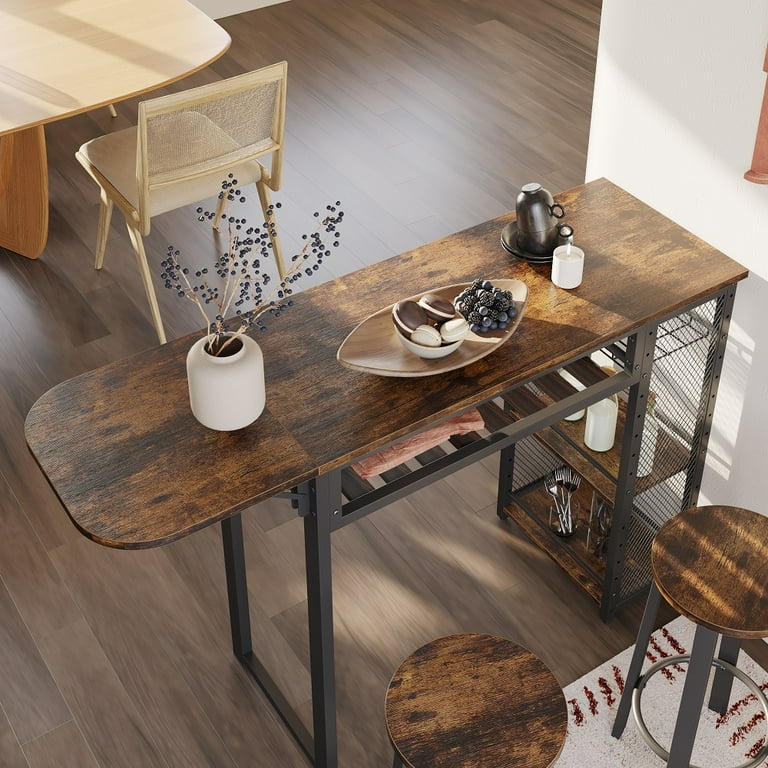 Bestier 3 Piece Bar Table Set Pub Table Counter Height Dining Set Rustic