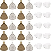 2 Colors Trays Cabochon Pendant Setting Glass Bezel Pendant Trays Cabochon Pendant Setting with 30pcs Transparent Glass Cabochons Clear Triangle Cabochons Tiles for Jewelry Craft Making