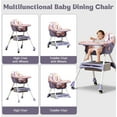 thumbnail image 2 of LHUAI, Foldable Baby High Chair, 4 in 1 Convertible High Chairs, With 5-Point Safety Harness, Adjustable Dining Tray & Backrest & Height, Easy To Clean Surface, For Babies And Toddlers, Purple, 2 of 7