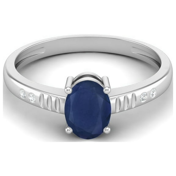 7X5mm Oval Shape Blue Sapphire 925 Sterling Silver Solitaire Women Valentines Day Gifts Ring