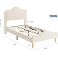 thumbnail image 2 of Twin Size Upholstered LED Bed Frame with Adjustable Headboard and Footboard, Velvet Princess Platform Bedframe for Kids/Girls, Wooden Slats Support, No Box Spring Needed, Easy Assembly, Beige, 2 of 9