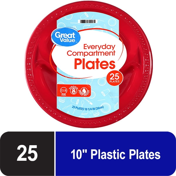 Pack of 20 Plastic Disposable Party Plates 26cm/10in Diameter Colour choice 