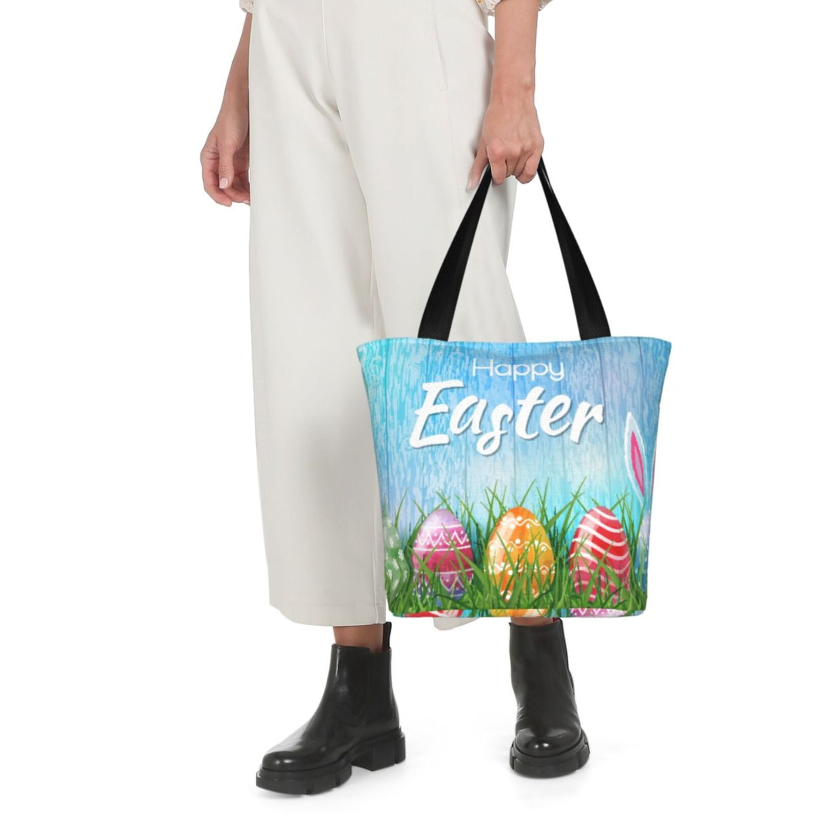 Ratiio Happy Easter Print Shoulder Bag for Women, Polyester Crossbody Purse Lightweight Handbag for Daily Travel and Casual Use