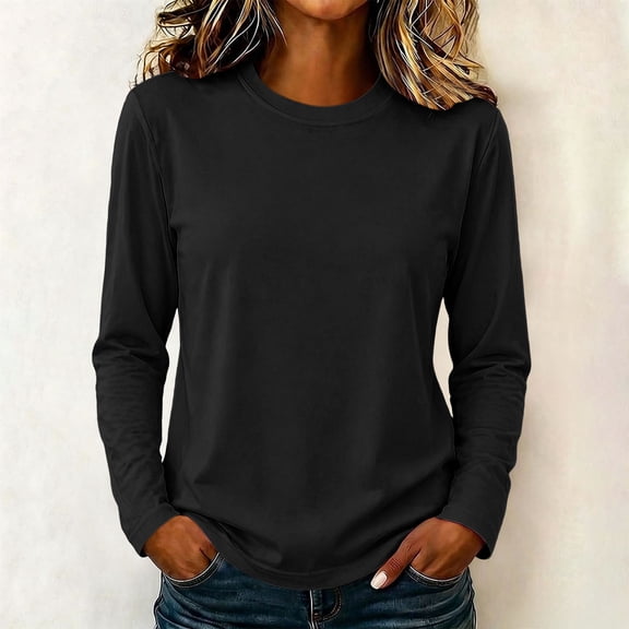 Livrdious Long Sleeve Shirts for Women Cotton Tshirts Crew Neck Basic Tee Loose Fit Casual Womens Fall Layering Tops, S-5X