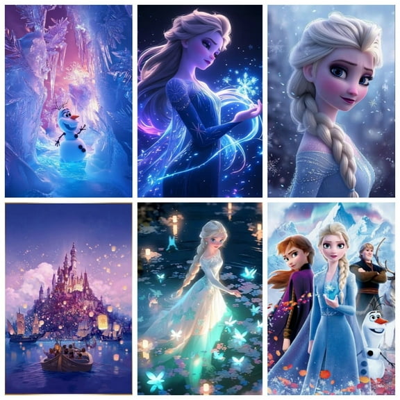 6PCS Snow Elsa Theme Bedroom Wall Decoration Posters (8X10 in) Unframed