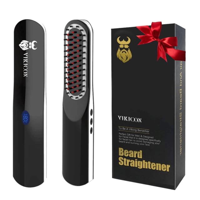 Alisador de barba Peine alisador de barba con inalámbrico/tamaño mini/apagado automático para viajar a casa, citas, gran regalo para papá, regalo del día del padre