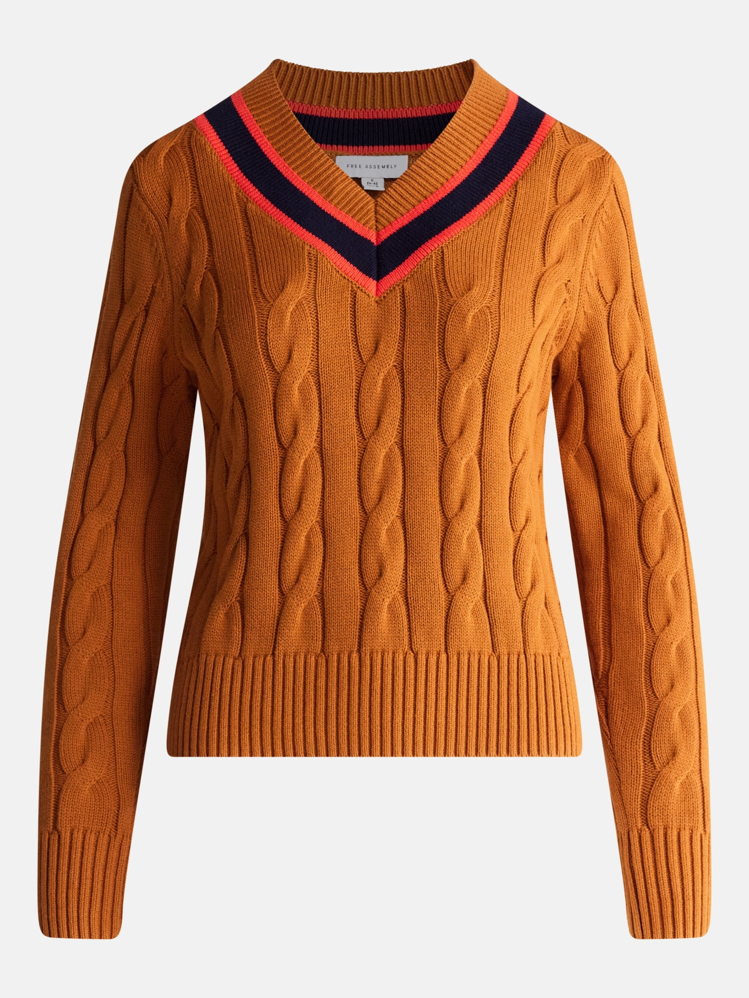 Free Assembly Women's and Women's Plus Cotton Cable Knit Sweater, Midweight, Sizes XS-4X